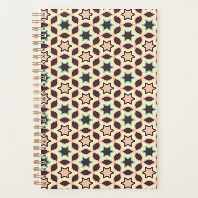  Geometric pattern with star shapes in brown and t Planner (Front)