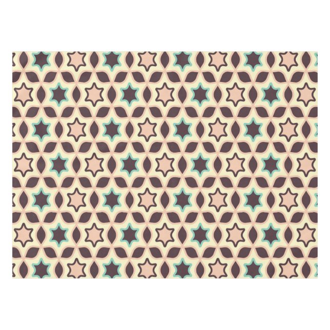  Geometric pattern with star shapes in brown and t Tablecloth (Front (Horizontal))