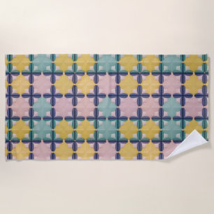 Geometric Pattern With Vivid Colours Beach Towel