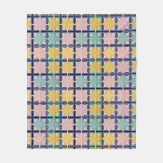 Geometric Pattern With Vivid Colours Fleece Blanket (Front)
