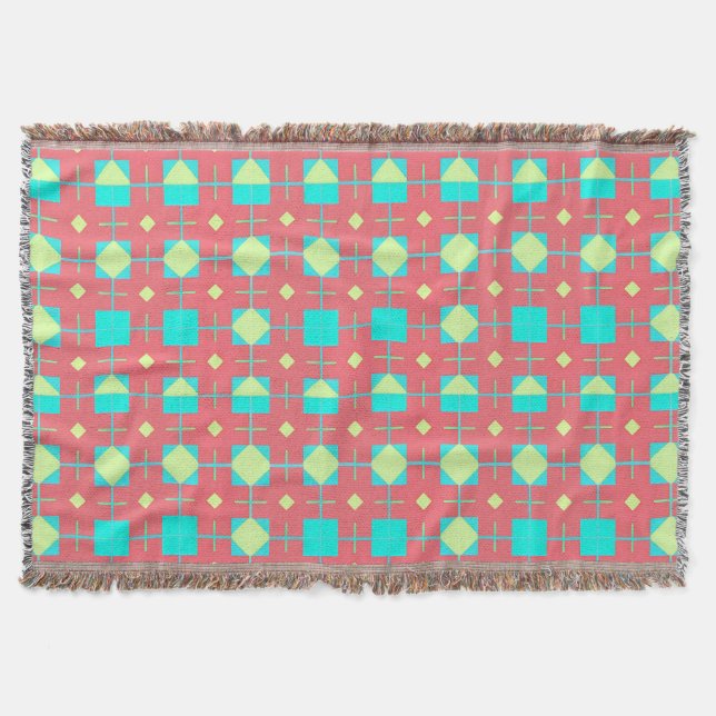 Geometric Pattern With Vivid Colours Throw Blanket (Front)