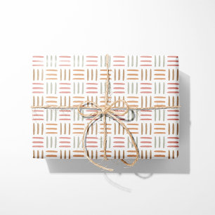 Geometric Pattern Wrapping Paper Pink Boho Lines 