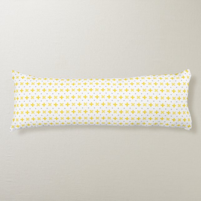 Geometric Pattern Yellow & Grey Body Pillow (Front)