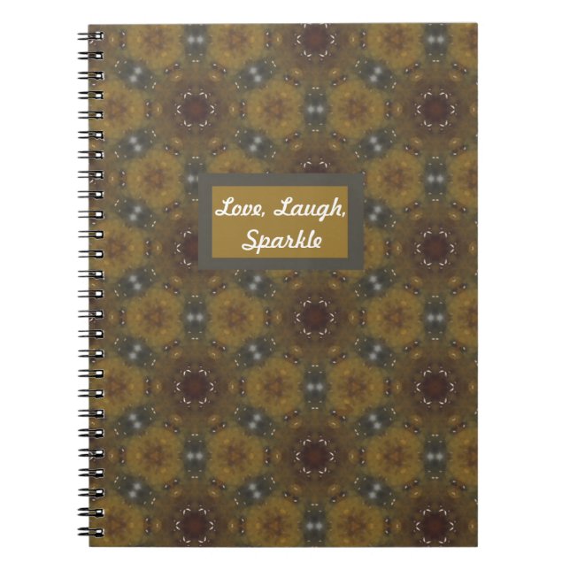 Geometric Patterned Fall Love, Laugh, Sparkle Notebook (Front)