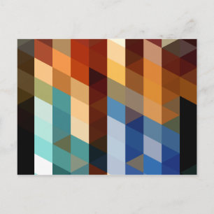 Geometric Patterns   Blue and Orange Triangles Postcard