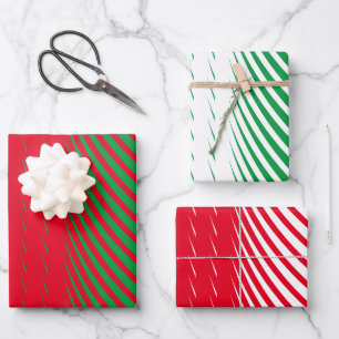 Geometric Patterns Christmas Red Green White Artsy Wrapping Paper Sheet