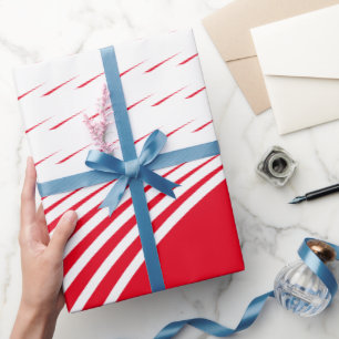 Geometric Patterns Christmas Red White Artistic Wrapping Paper