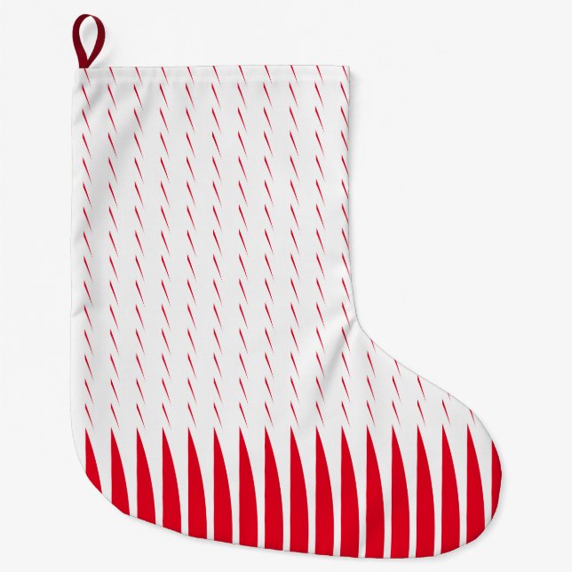 Geometric Patterns Christmas Red White Spikes Cool Large Christmas Stocking (Front)