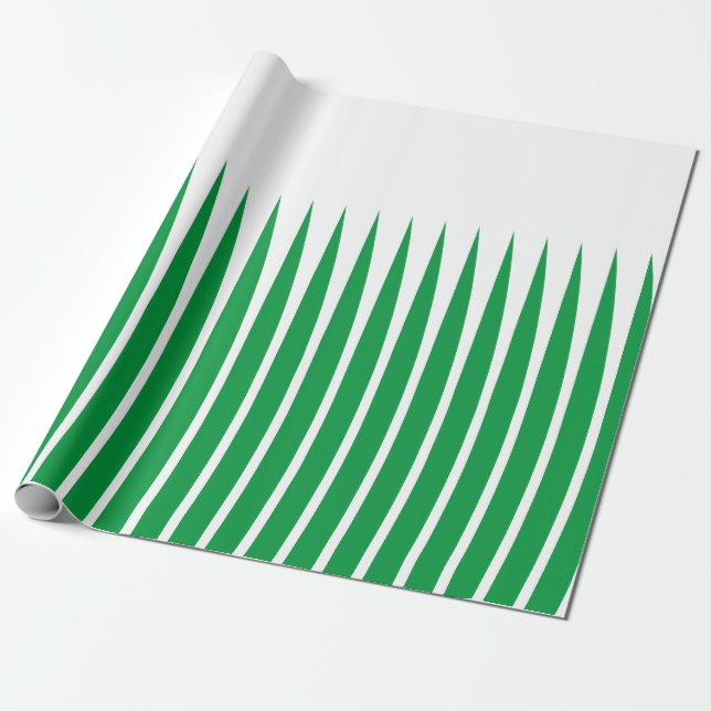 Geometric Patterns Christmas White Green Spike Art Wrapping Paper (Unrolled)