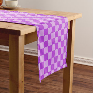 Geometric Patterns in Purple and Light Purple Short Table Runner