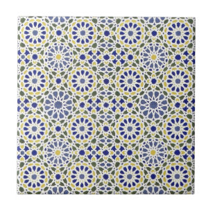 Geometric Patterns in Yellow and Blue Ceramic Tile