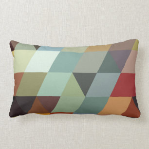 Geometric Patterns   Multicolor Triangles Lumbar Cushion
