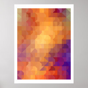 Geometric Patterns   Orange Squares and Triangles Poster