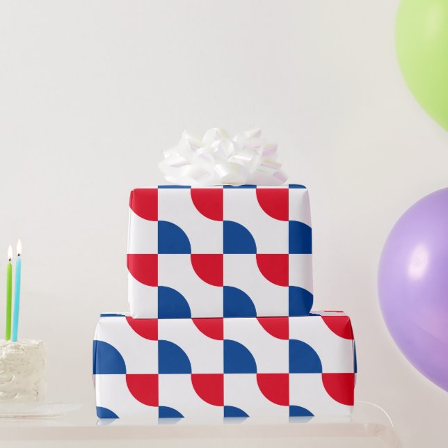 Geometric Patterns Red Blue White Custom Colours Wrapping Paper (Party Gifts)