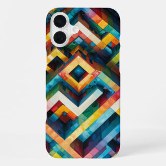 Geometric Patterns with Bold Contrasting Colours iPhone 16 Plus Case