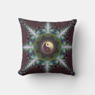 Geometric Peacock Star Yin Yang Cushion / Pillow