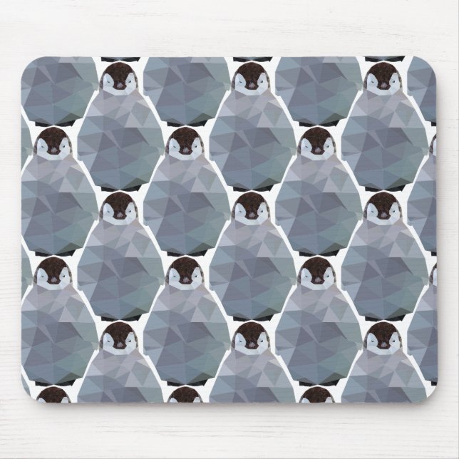 Geometric Penguin Huddle Print Mouse Pad (Front)