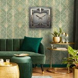 Geometric perfection in an Art Deco Square Wall Clock<br><div class="desc">Geometric perfection,  golden elegance,  and pure vintage charm. Perfect for the design lover with classic taste.</div>