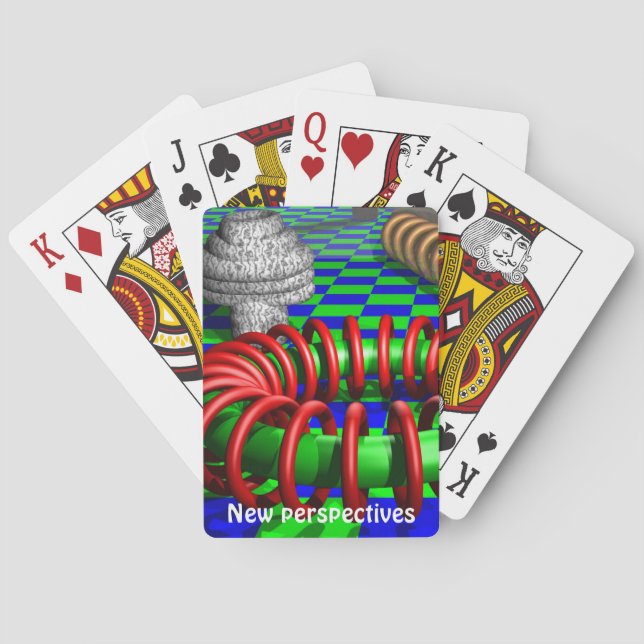 Geometric Perspective Abstract Optical Illusion Playing Cards (Back)