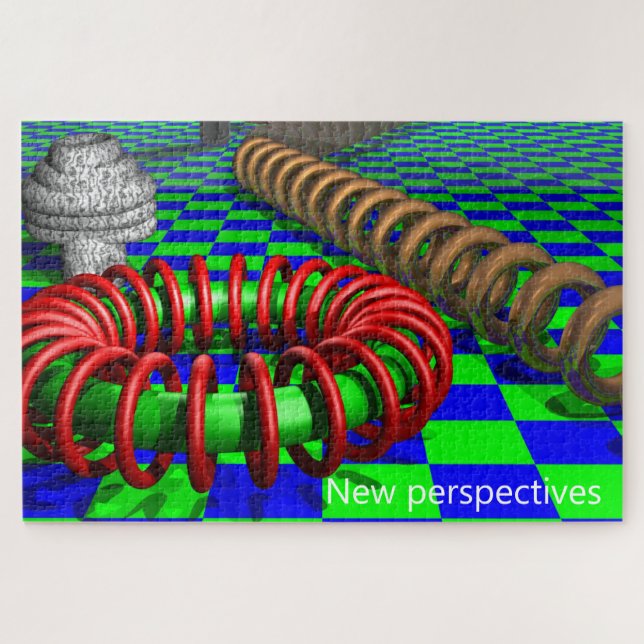 Geometric Perspective Art Illusion Modern Jigsaw Puzzle (Horizontal)