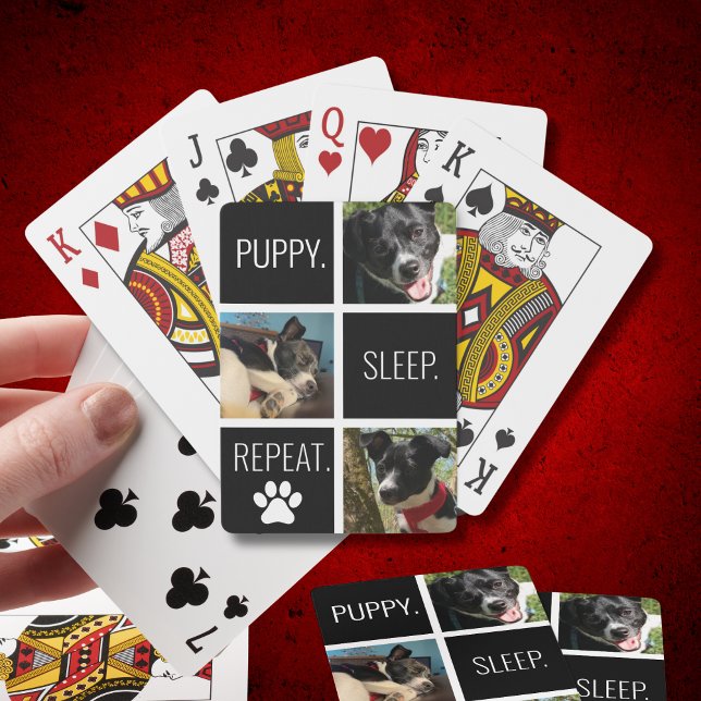 Geometric Pet Photo Puppy Lover's Black and White Playing Cards (Photos of your dog on playing cards makes game night even more fun! Also great for stocking stuffers)