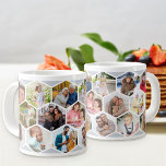 Geometric Photo Collage 17 Picture Silver Grey Large Coffee Mug<br><div class="desc">Create your own geometric photo collage using 17 of your favourite family photos. The photo template is set up for you to add your pictures, working in rows from left to right, to form a honeycomb pattern. The hexagon design is silver grey and white - please browse my store for...</div>