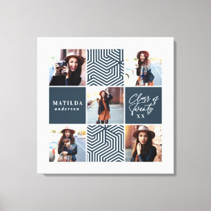 Geometric photo graduation personalised gift canvas print