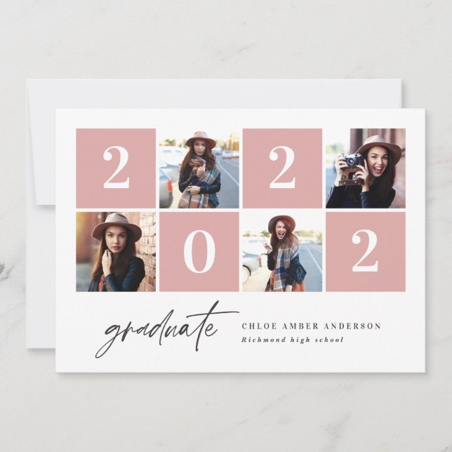 Geometric photo typography graduation announcement (Front)