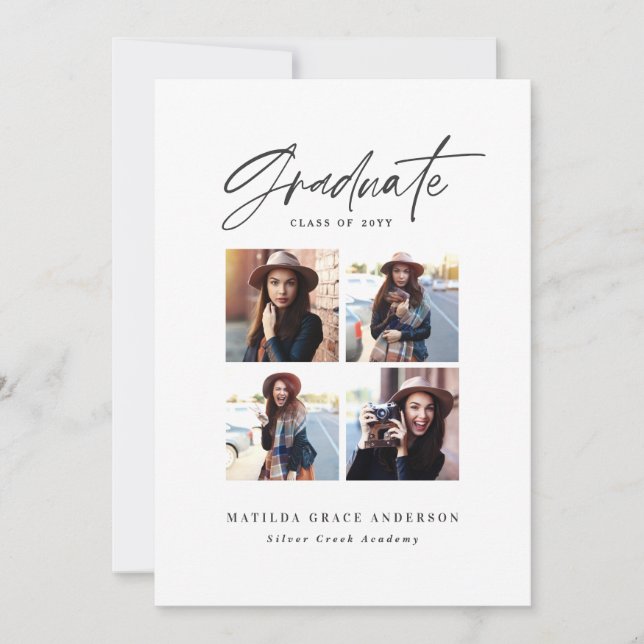 Geometric photo typography graduation announcement (Front)