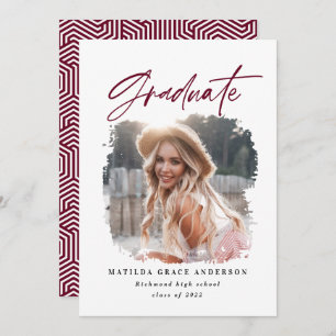 Geometric photo typography graduation announcement