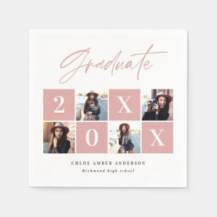Geometric photo typography graduation party decor napkin
