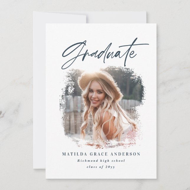 Geometric photo typography graduation party invite (Front)