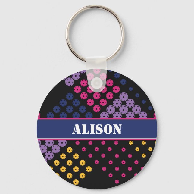 Geometric pickleball pattern, with name key ring (Front)