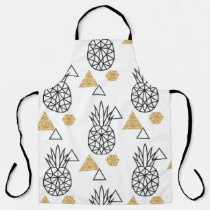 Geometric Pineapple Gold Dots Pattern. Apron