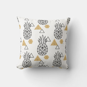 Geometric Pineapple Gold Dots Pattern. Cushion