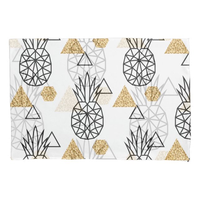 Geometric Pineapple Gold Dots Pattern. Pillowcase (Front)