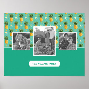 Geometric Pineapple Pattern   Family Photos & Text Poster