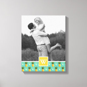 Geometric Pineapple Pattern Photo With Monogram Canvas Print