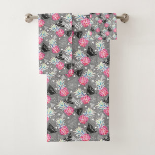 Geometric Pineapple Textured Pattern Bath Towel Set