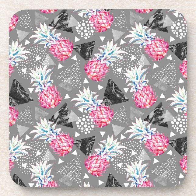 Geometric Pineapple Textured Pattern Coaster (Front)