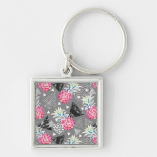 Geometric Pineapple Textured Pattern Key Ring