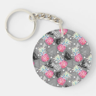 Geometric Pineapple Textured Pattern Key Ring