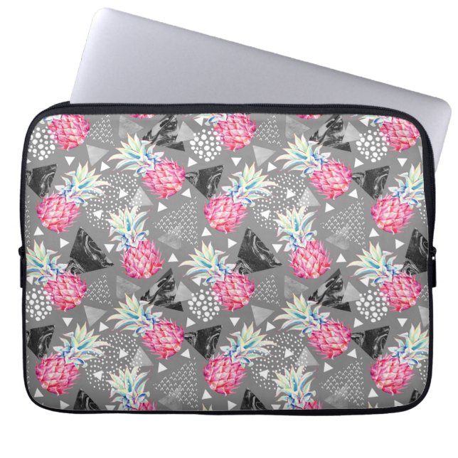 Geometric Pineapple Textured Pattern Laptop Sleeve (Front)
