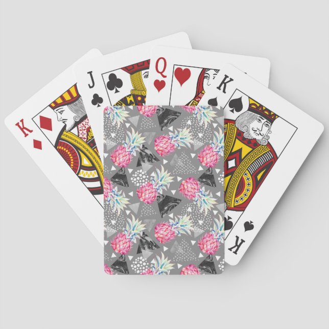 Geometric Pineapple Textured Pattern Playing Cards (Back)