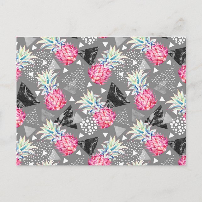Geometric Pineapple Textured Pattern Postcard (Front)