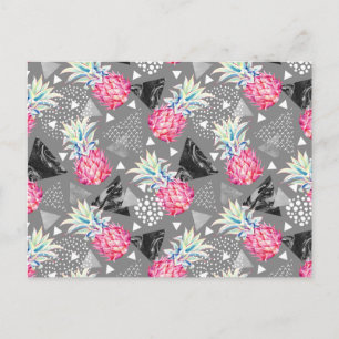 Geometric Pineapple Textured Pattern Postcard