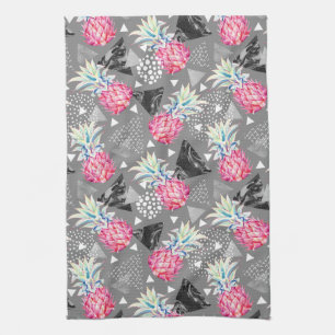 Geometric Pineapple Textured Pattern Tea Towel