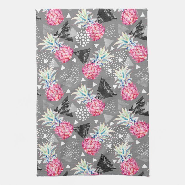Geometric Pineapple Textured Pattern Tea Towel (Vertical)
