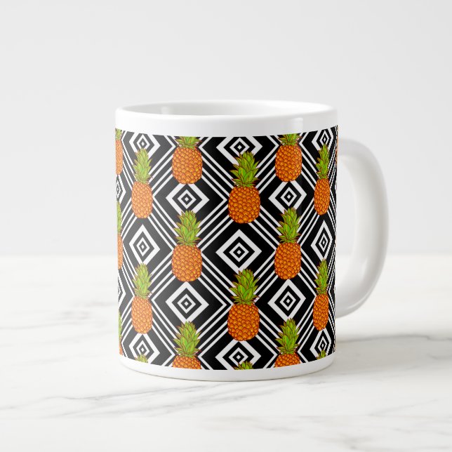 Geometric Pineapples Large Coffee Mug (Front Right)
