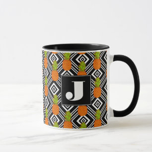 Geometric Pineapples   Monogram Mug